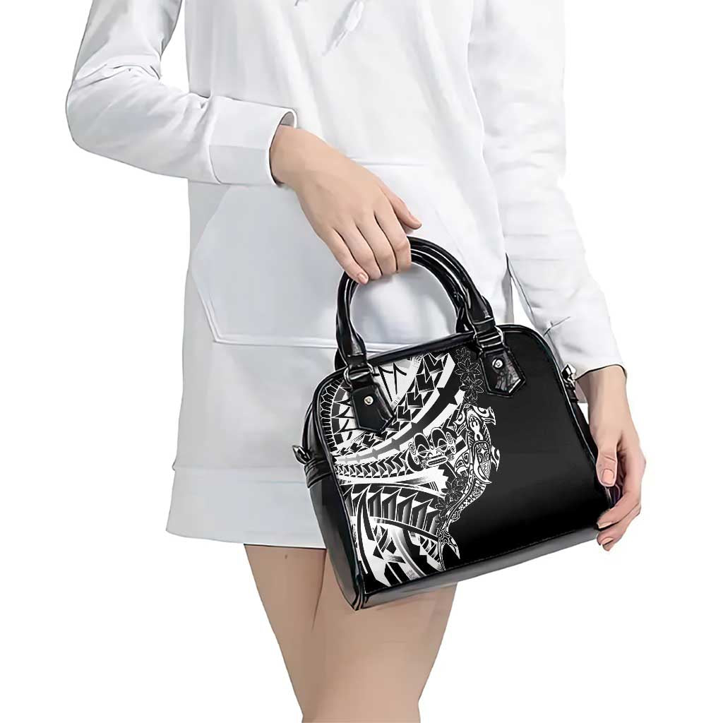 Black White Marquesas Islands Shoulder Handbag Marquesan Matatiki Hammerhead Shark Patutiki LT14 - Polynesian Pride