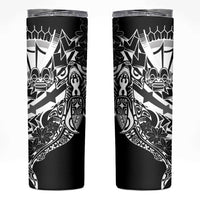 Black White Marquesas Islands Skinny Tumbler Marquesan Matatiki Hammerhead Shark Patutiki - Polynesian Pride