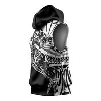 Black White Marquesas Islands Sleeveless Hoodie Marquesan Matatiki Hammerhead Shark Patutiki - Polynesian Pride