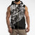 Black White Marquesas Islands Sleeveless Zip Hoodie Marquesan Matatiki Hammerhead Shark Patutiki - Polynesian Pride