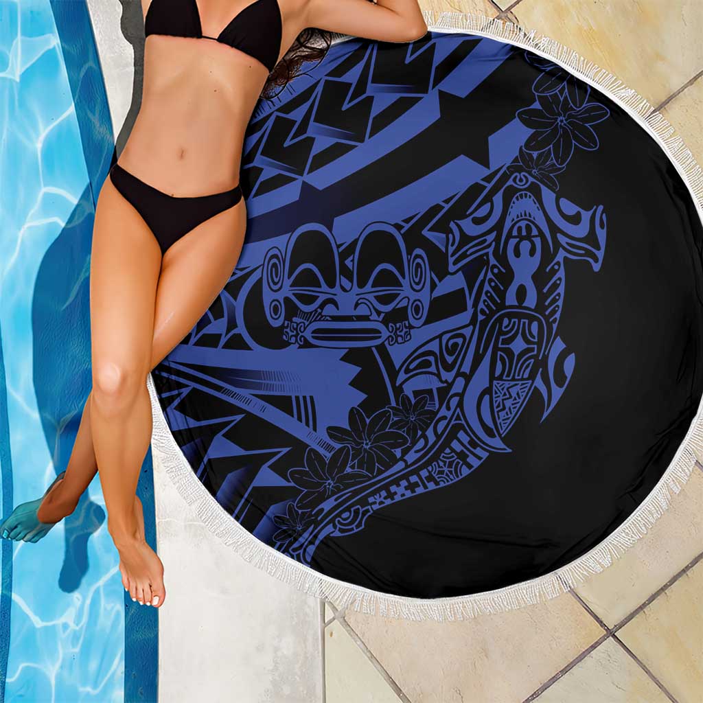 Blue Marquesas Islands Beach Blanket Marquesan Matatiki Hammerhead Shark Patutiki - Polynesian Pride