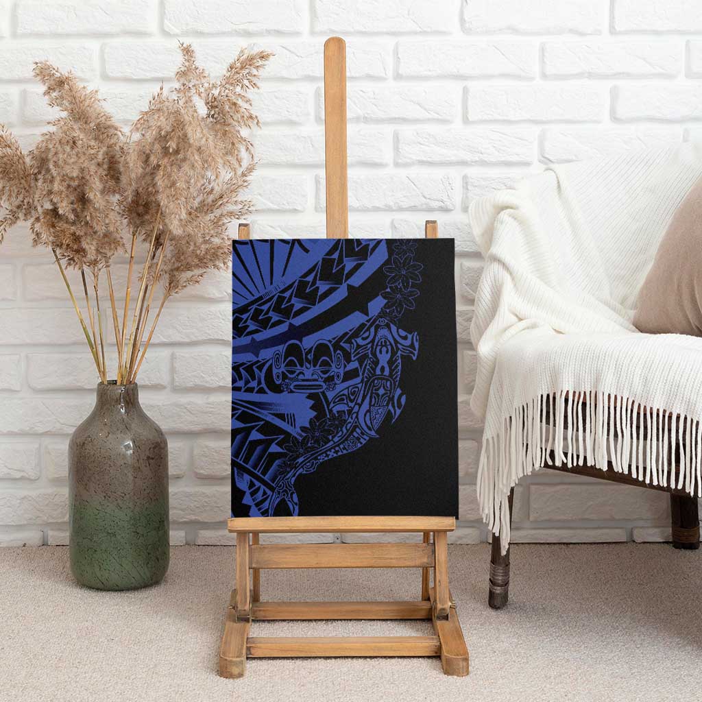 Blue Marquesas Islands Canvas Wall Art Marquesan Matatiki Hammerhead Shark Patutiki - Polynesian Pride