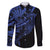 Blue Marquesas Islands Family Matching Long Sleeve Bodycon Dress and Hawaiian Shirt Marquesan Matatiki Hammerhead Shark Patutiki - Polynesian Pride