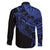 Blue Marquesas Islands Family Matching Long Sleeve Bodycon Dress and Hawaiian Shirt Marquesan Matatiki Hammerhead Shark Patutiki - Polynesian Pride