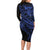 Blue Marquesas Islands Family Matching Long Sleeve Bodycon Dress and Hawaiian Shirt Marquesan Matatiki Hammerhead Shark Patutiki - Polynesian Pride