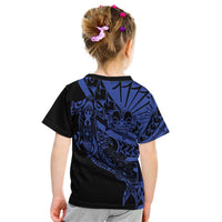 Blue Marquesas Islands Kid T Shirt Marquesan Matatiki Hammerhead Shark Patutiki - Polynesian Pride