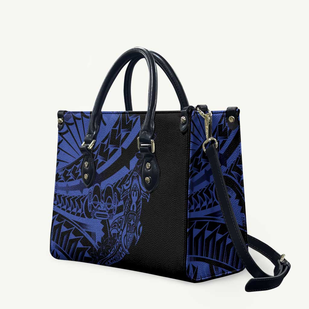 Blue Marquesas Islands Leather Bag Marquesan Matatiki Hammerhead Shark Patutiki - Polynesian Pride