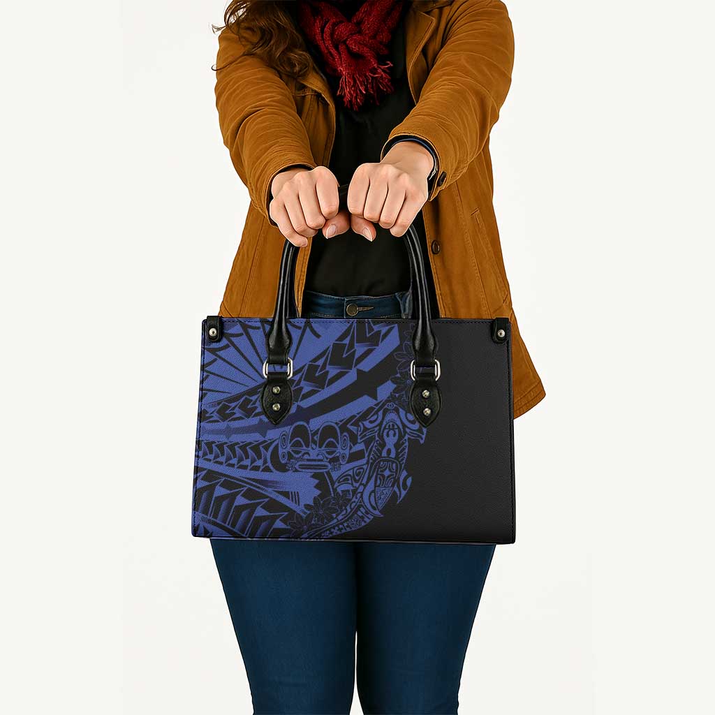 Blue Marquesas Islands Leather Bag Marquesan Matatiki Hammerhead Shark Patutiki - Polynesian Pride