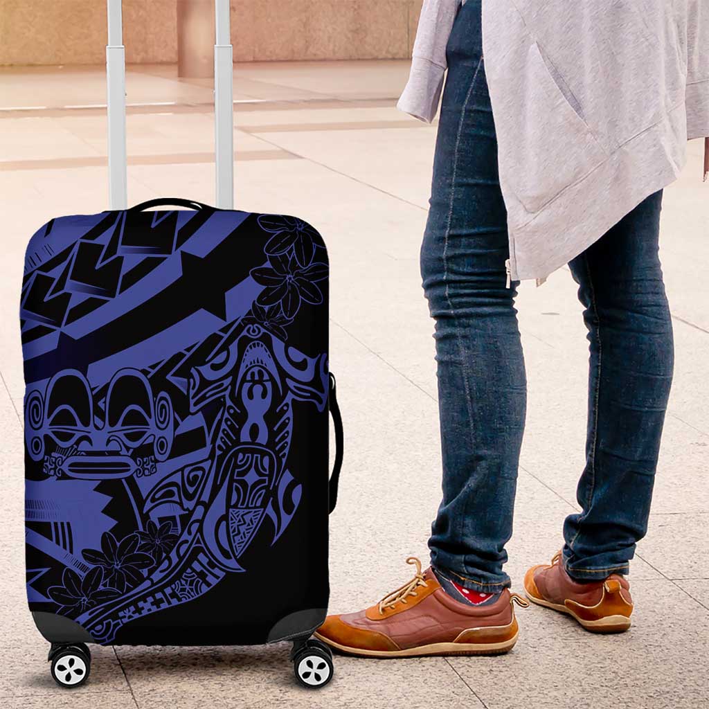 Blue Marquesas Islands Luggage Cover Marquesan Matatiki Hammerhead Shark Patutiki - Polynesian Pride