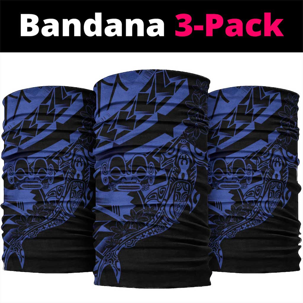 Blue Marquesas Islands Neck Gaiter Marquesan Matatiki Hammerhead Shark Patutiki - Polynesian Pride