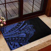 Blue Marquesas Islands Rubber Doormat Marquesan Matatiki Hammerhead Shark Patutiki - Polynesian Pride