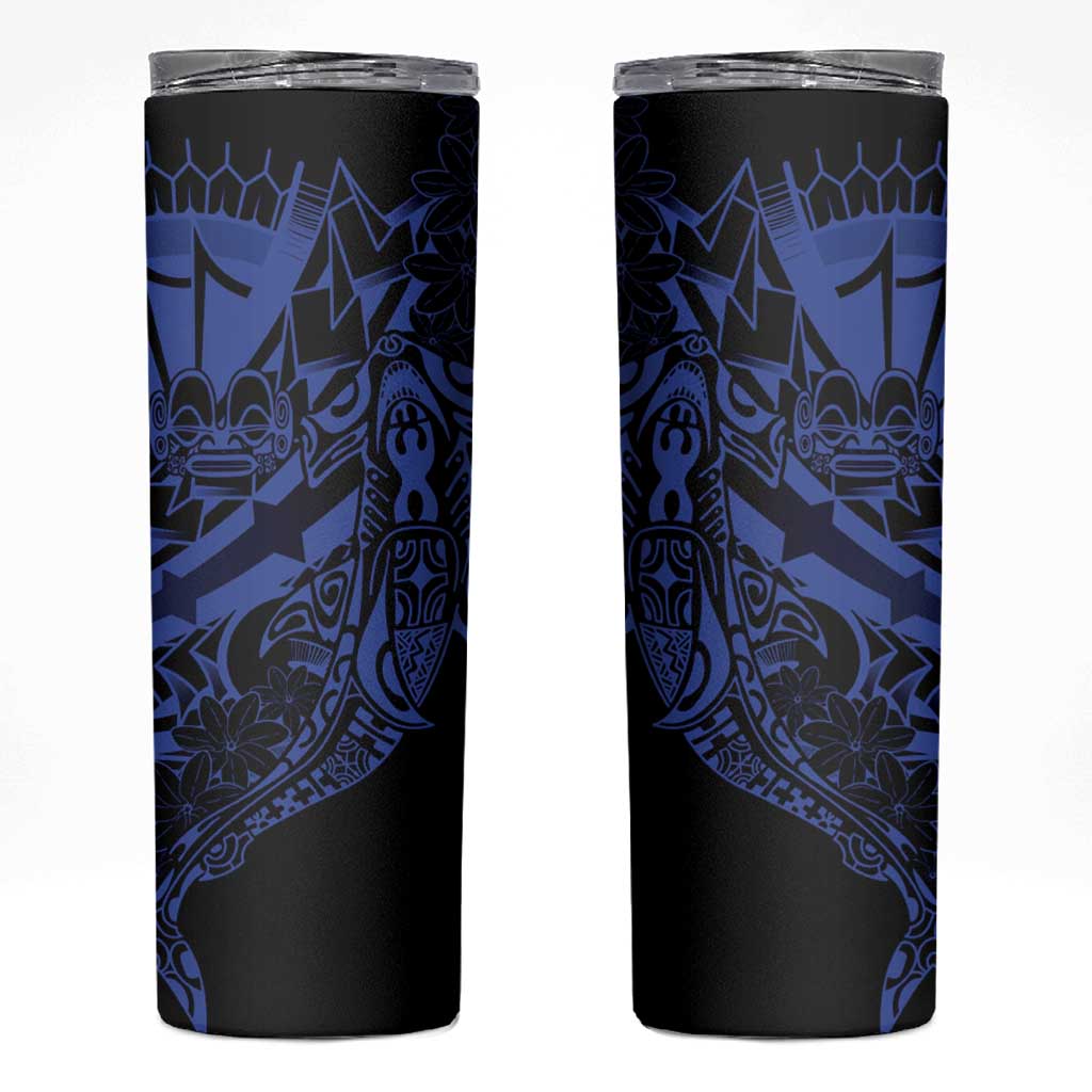 Blue Marquesas Islands Skinny Tumbler Marquesan Matatiki Hammerhead Shark Patutiki - Polynesian Pride