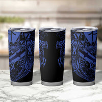 Blue Marquesas Islands Tumbler Cup Marquesan Matatiki Hammerhead Shark Patutiki - Polynesian Pride