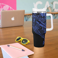 Blue Marquesas Islands Tumbler With Handle Marquesan Matatiki Hammerhead Shark Patutiki - Polynesian Pride