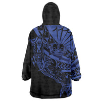 Blue Marquesas Islands Wearable Blanket Hoodie Marquesan Matatiki Hammerhead Shark Patutiki LT14 - Polynesian Pride