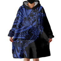 Blue Marquesas Islands Wearable Blanket Hoodie Marquesan Matatiki Hammerhead Shark Patutiki LT14 - Polynesian Pride