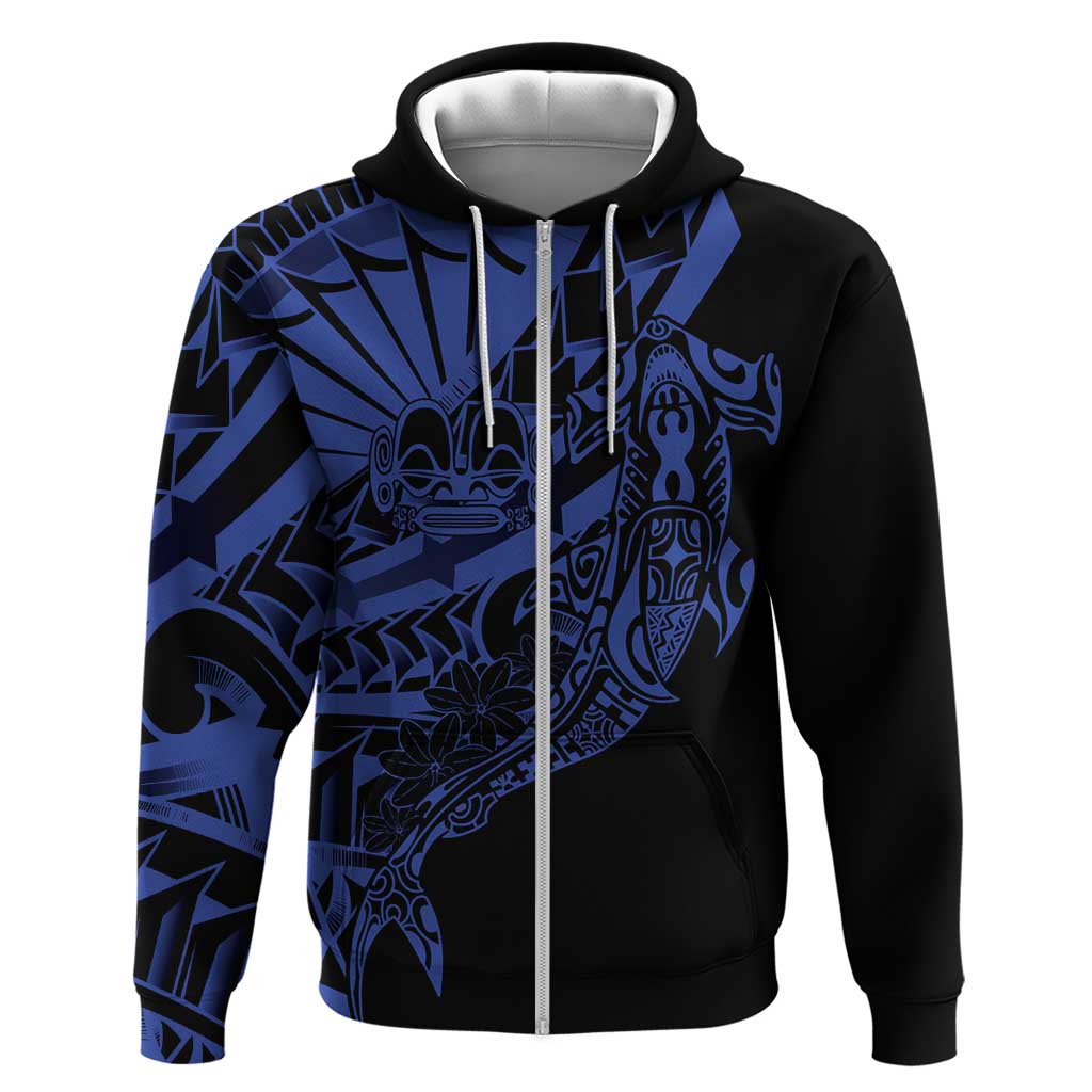 Blue Marquesas Islands Zip Hoodie Marquesan Matatiki Hammerhead Shark Patutiki LT14 Zip Hoodie Blue - Polynesian Pride