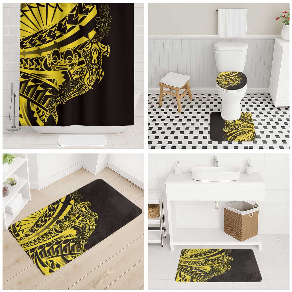 Yellow Marquesas Islands Bathroom Set Marquesan Matatiki Hammerhead Shark Patutiki - Polynesian Pride