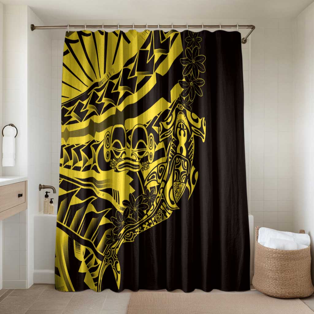 Yellow Marquesas Islands Bathroom Set Marquesan Matatiki Hammerhead Shark Patutiki - Polynesian Pride