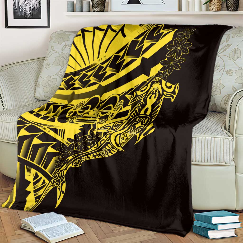 Yellow Marquesas Islands Blanket Marquesan Matatiki Hammerhead Shark Patutiki - Polynesian Pride