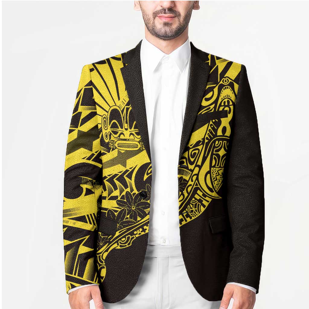 Yellow Marquesas Islands Blazer Marquesan Matatiki Hammerhead Shark Patutiki - Polynesian Pride