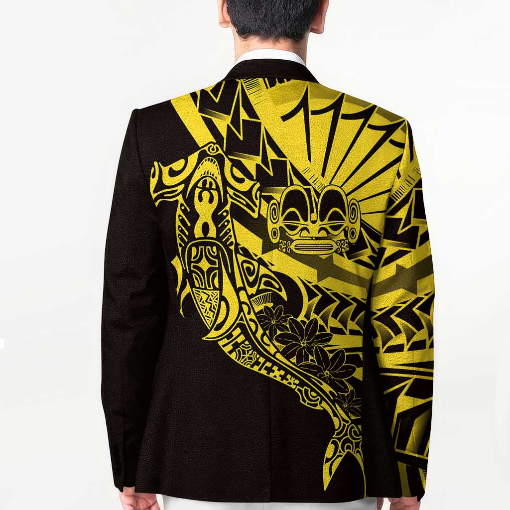 Yellow Marquesas Islands Blazer Marquesan Matatiki Hammerhead Shark Patutiki - Polynesian Pride