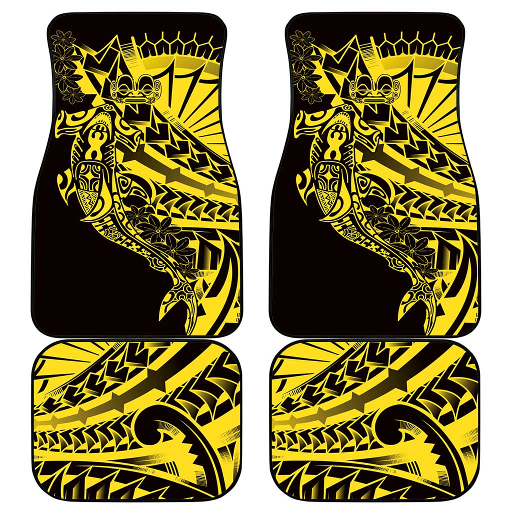 Yellow Marquesas Islands Car Mats Marquesan Matatiki Hammerhead Shark Patutiki - Polynesian Pride