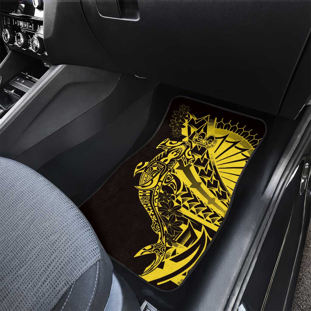 Yellow Marquesas Islands Car Mats Marquesan Matatiki Hammerhead Shark Patutiki - Polynesian Pride