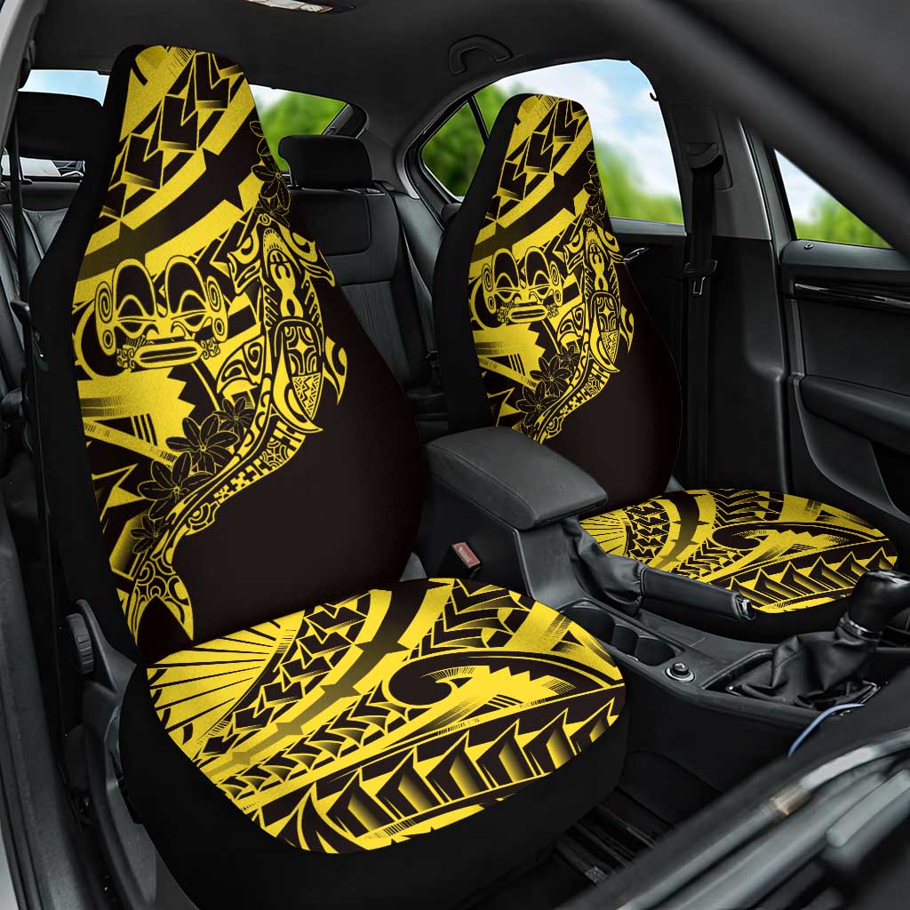Yellow Marquesas Islands Car Seat Cover Marquesan Matatiki Hammerhead Shark Patutiki - Polynesian Pride