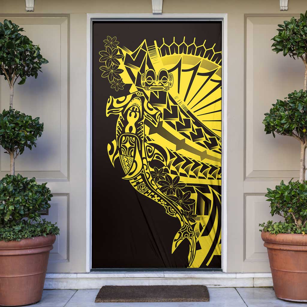 Yellow Marquesas Islands Door Cover Marquesan Matatiki Hammerhead Shark Patutiki - Polynesian Pride