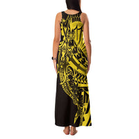 Yellow Marquesas Islands Family Matching Tank Maxi Dress and Hawaiian Shirt Marquesan Matatiki Hammerhead Shark Patutiki - Polynesian Pride