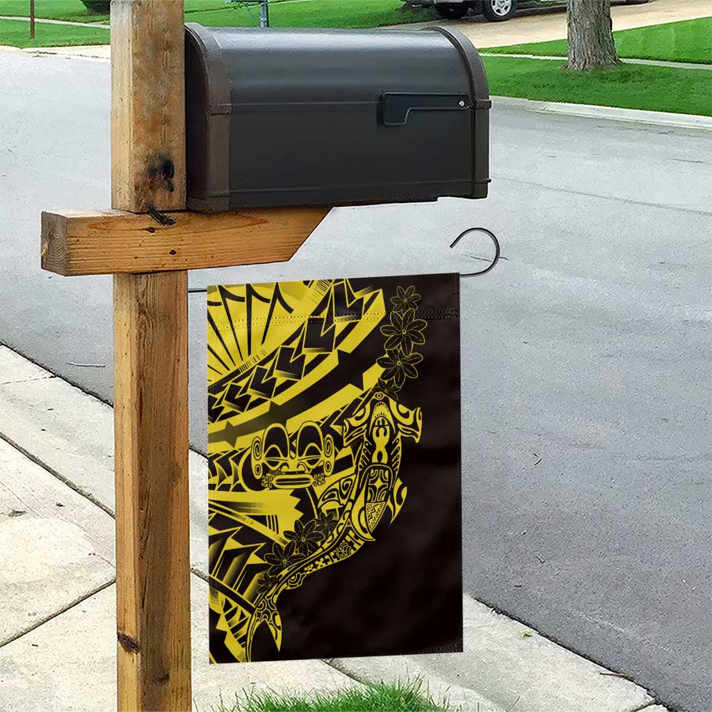 Yellow Marquesas Islands Garden Flag Marquesan Matatiki Hammerhead Shark Patutiki - Polynesian Pride