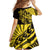 Yellow Marquesas Islands Kid Short Sleeve Dress Marquesan Matatiki Hammerhead Shark Patutiki - Polynesian Pride