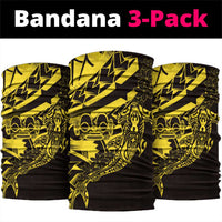 Yellow Marquesas Islands Neck Gaiter Marquesan Matatiki Hammerhead Shark Patutiki - Polynesian Pride