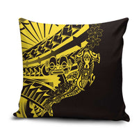 Yellow Marquesas Islands Pillow Cover Marquesan Matatiki Hammerhead Shark Patutiki - Polynesian Pride