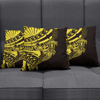 Yellow Marquesas Islands Pillow Cover Marquesan Matatiki Hammerhead Shark Patutiki - Polynesian Pride