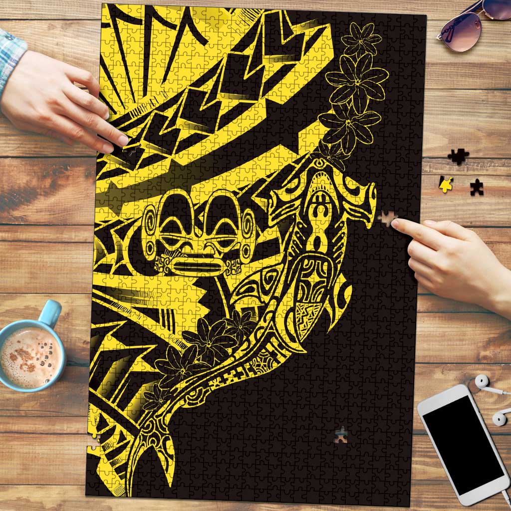 Yellow Marquesas Islands Puzzle Marquesan Matatiki Hammerhead Shark Patutiki - Polynesian Pride