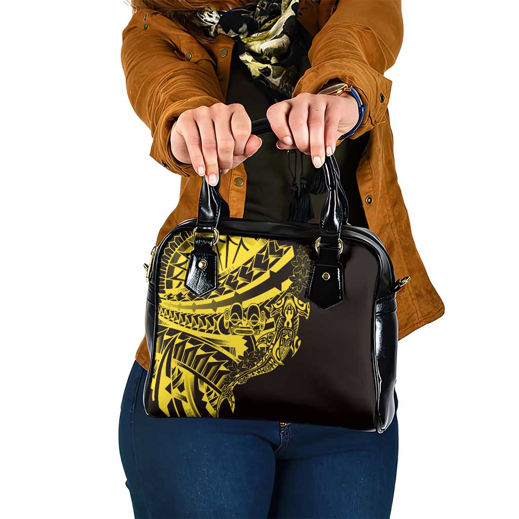 Yellow Marquesas Islands Shoulder Handbag Marquesan Matatiki Hammerhead Shark Patutiki - Polynesian Pride