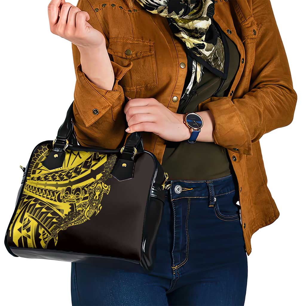 Yellow Marquesas Islands Shoulder Handbag Marquesan Matatiki Hammerhead Shark Patutiki - Polynesian Pride