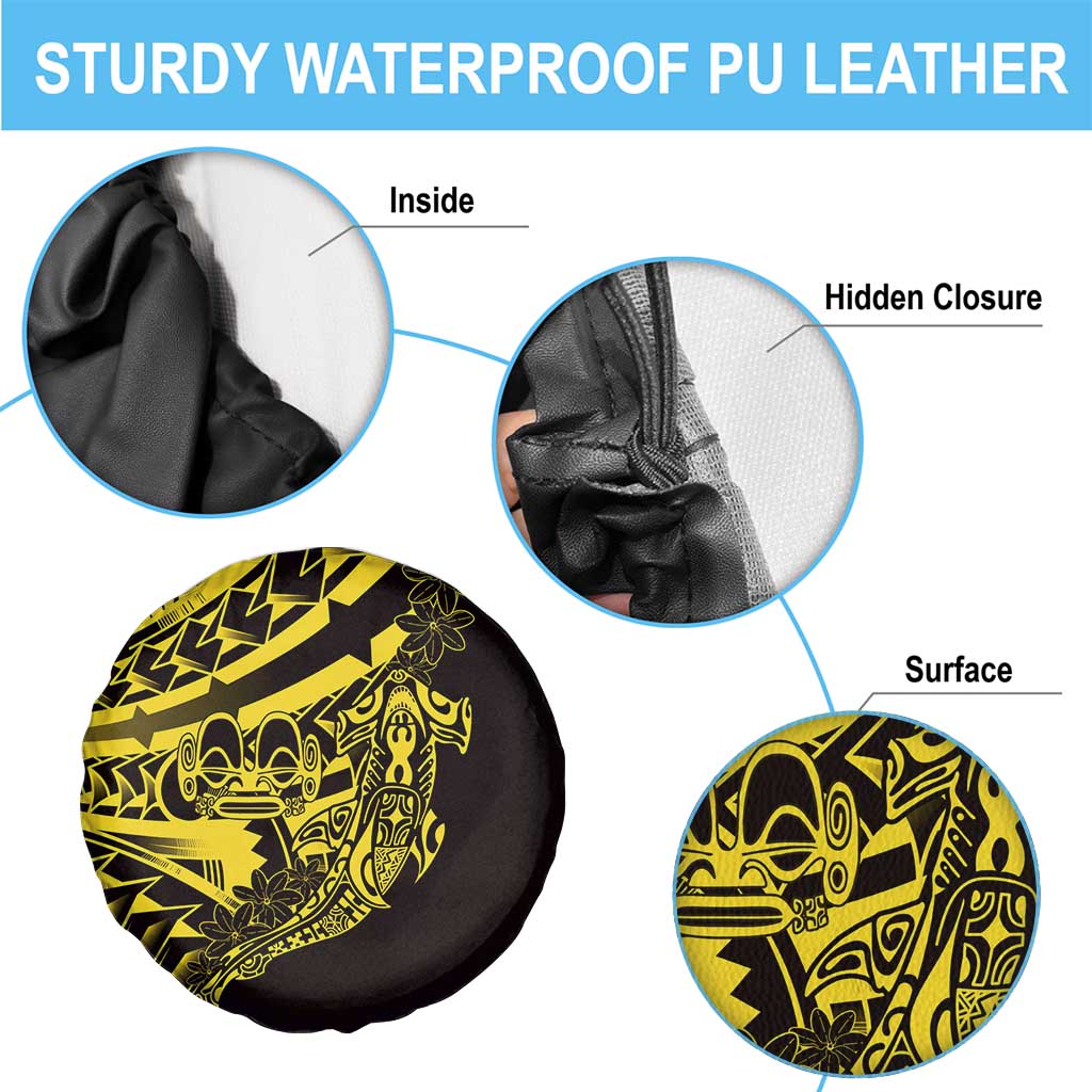 Yellow Marquesas Islands Spare Tire Cover Marquesan Matatiki Hammerhead Shark Patutiki - Polynesian Pride