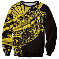Yellow Marquesas Islands Sweatshirt Marquesan Matatiki Hammerhead Shark Patutiki - Polynesian Pride