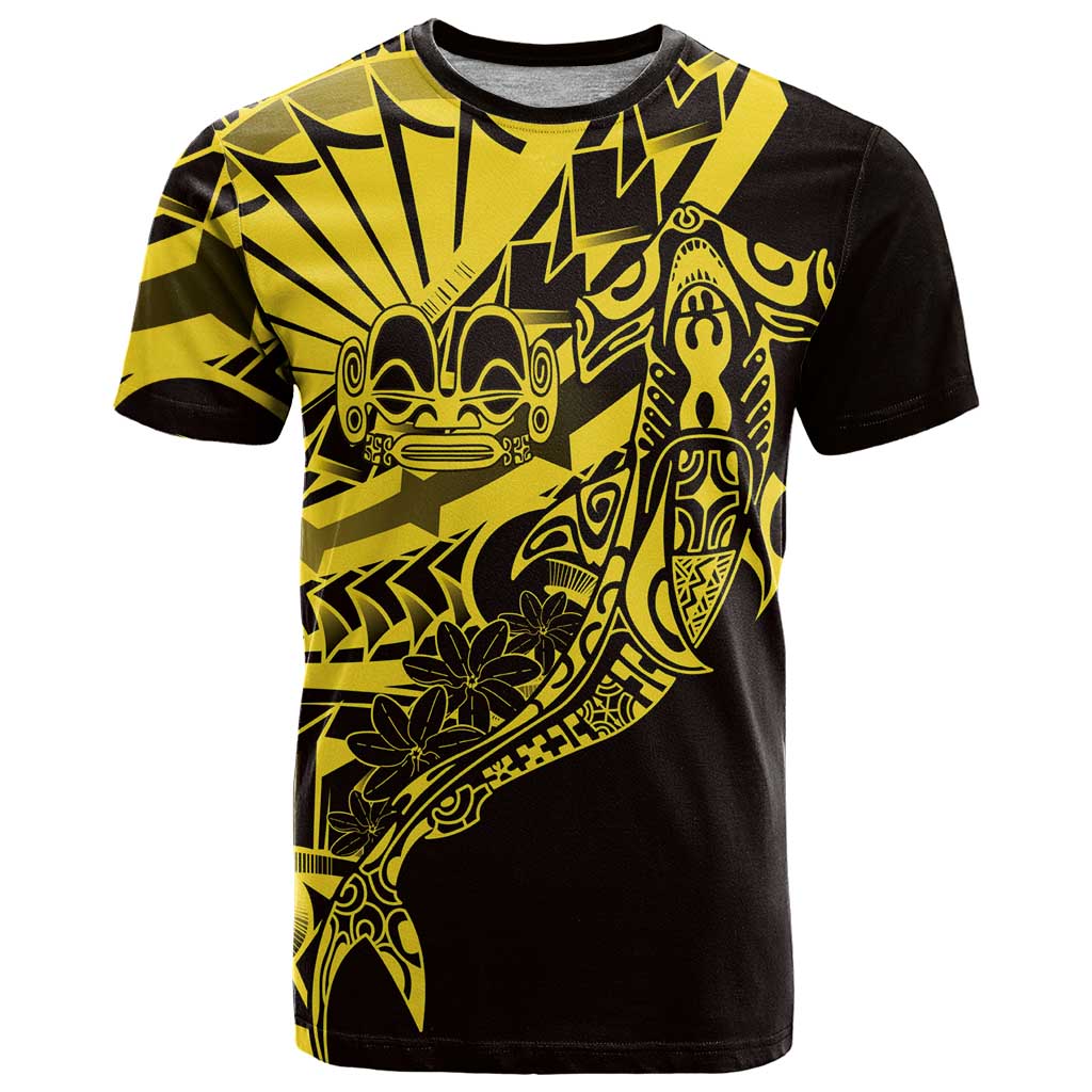 Yellow Marquesas Islands T Shirt Marquesan Matatiki Hammerhead Shark Patutiki - Polynesian Pride