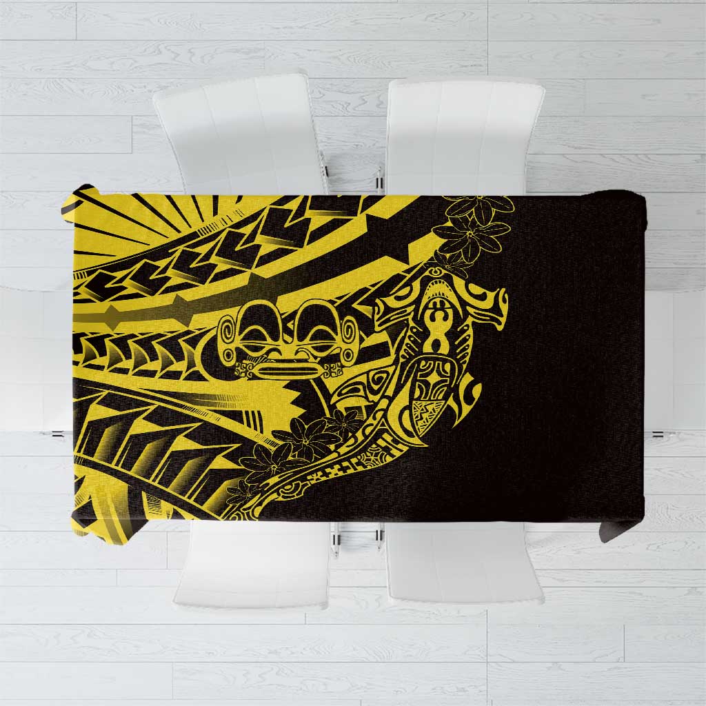 Yellow Marquesas Islands Tablecloth Marquesan Matatiki Hammerhead Shark Patutiki - Polynesian Pride