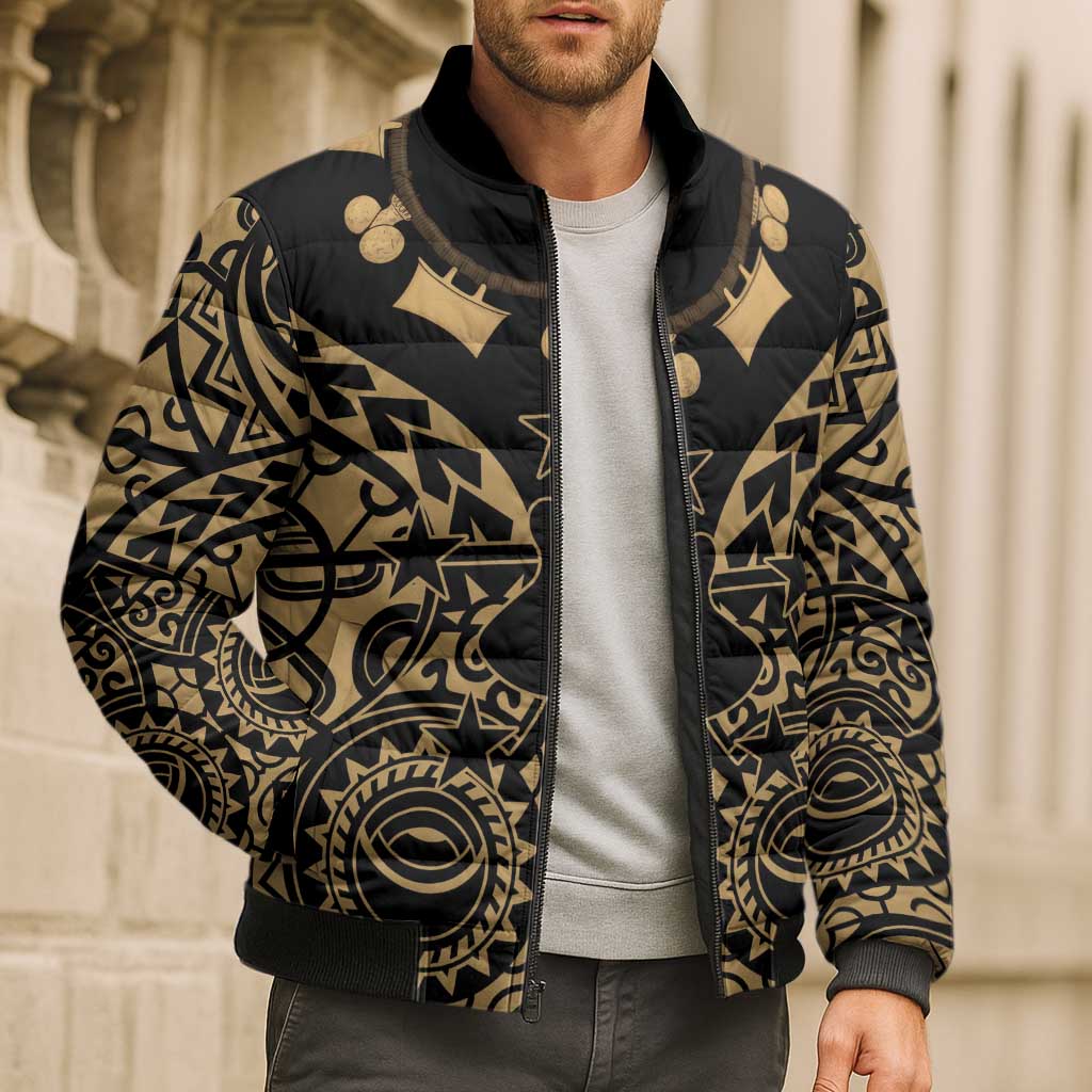 Austral Islands Bomber Puffer Jacket Tuhaa Pae Penu Stars Necklace Gold - Polynesian Pride