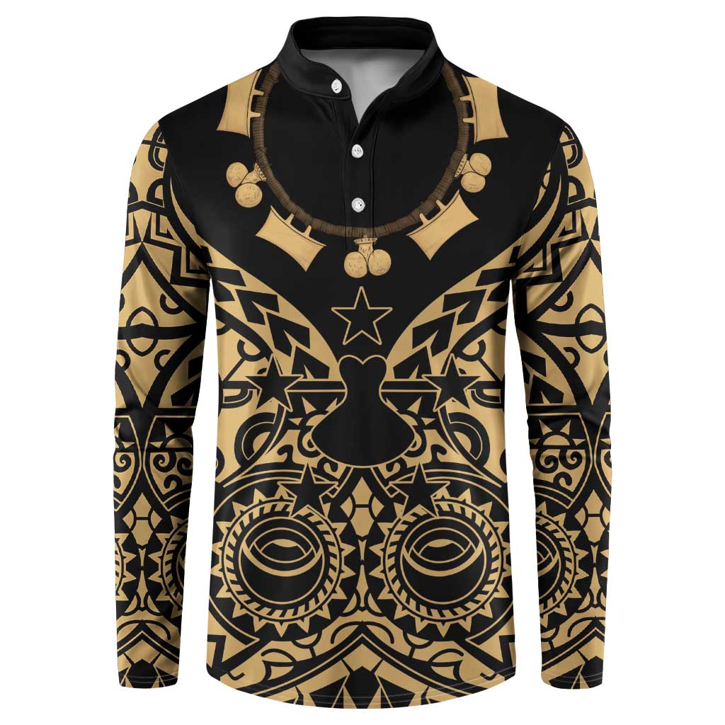 Austral Islands Button Sweatshirt Tuhaa Pae Penu Stars Necklace Gold - Polynesian Pride