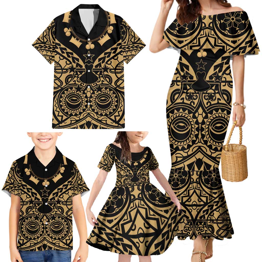 Austral Islands Family Matching Mermaid Dress and Hawaiian Shirt Tuhaa Pae Penu Stars Necklace Gold - Polynesian Pride