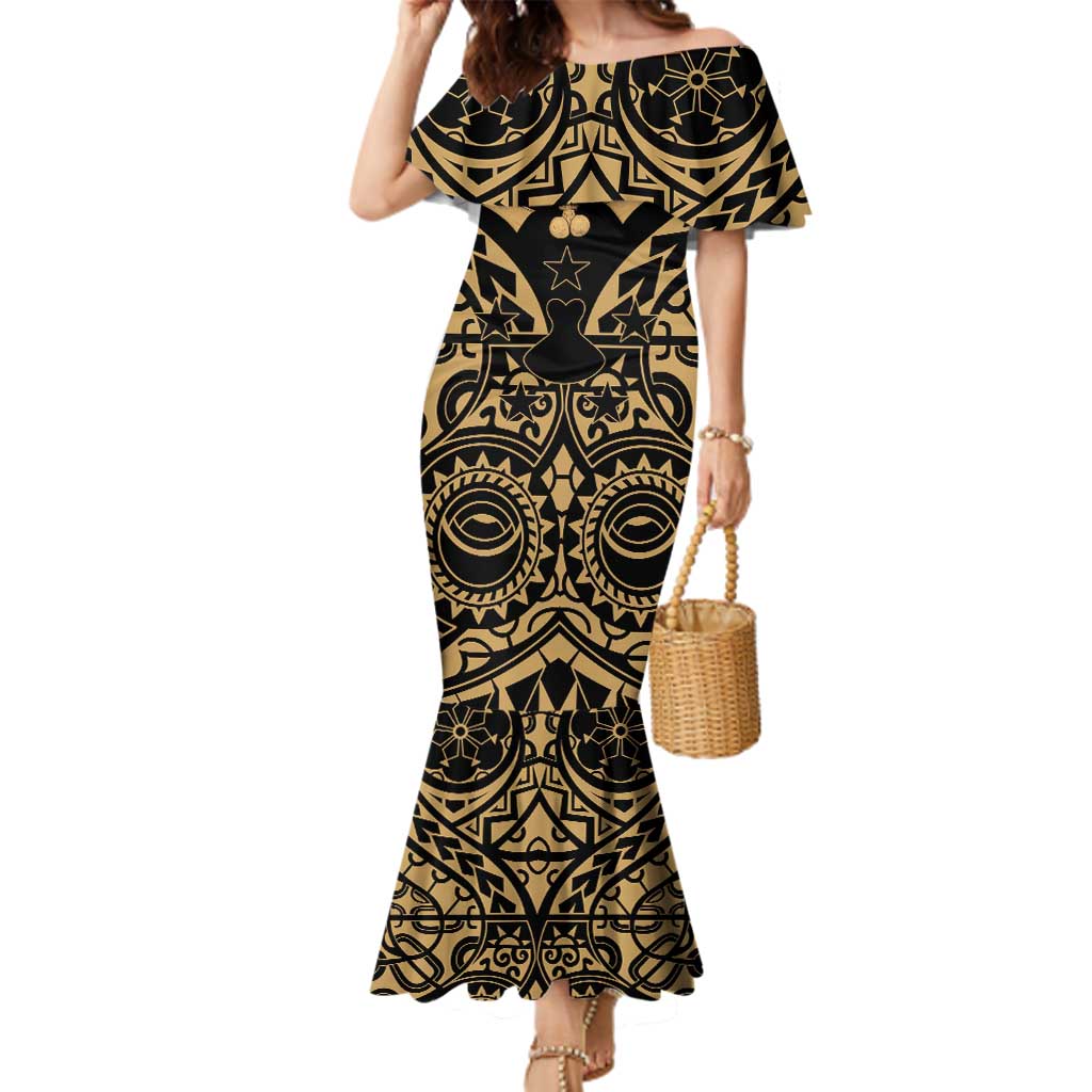 Austral Islands Family Matching Mermaid Dress and Hawaiian Shirt Tuhaa Pae Penu Stars Necklace Gold - Polynesian Pride