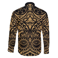 Austral Islands Family Matching Off The Shoulder Long Sleeve Dress and Hawaiian Shirt Tuhaa Pae Penu Stars Necklace Gold - Polynesian Pride