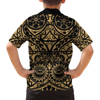 Austral Islands Family Matching Off Shoulder Short Dress and Hawaiian Shirt Tuhaa Pae Penu Stars Necklace Gold - Polynesian Pride