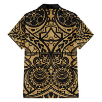 Austral Islands Family Matching Off Shoulder Short Dress and Hawaiian Shirt Tuhaa Pae Penu Stars Necklace Gold - Polynesian Pride